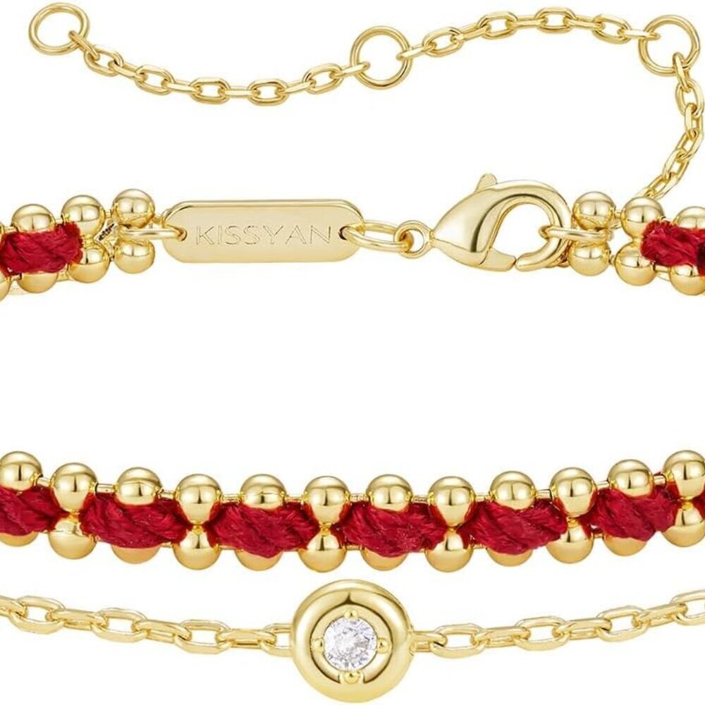Gold Bracelet Women Adjustable Rope Stackable 14K Gold Plated Jewelry